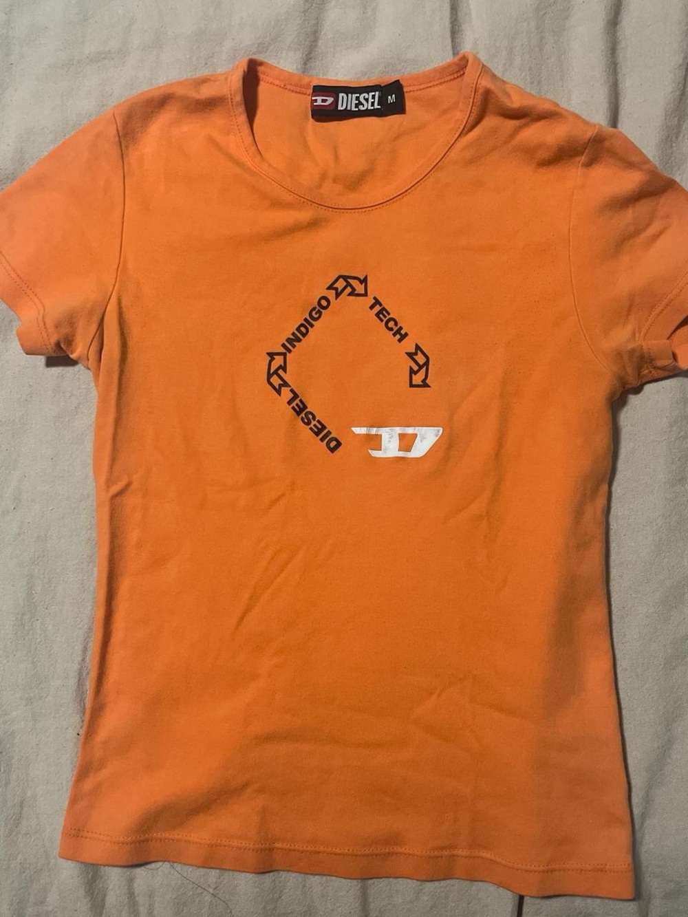 Diesel Orange Short-Sleeve Tee with Center Graphic